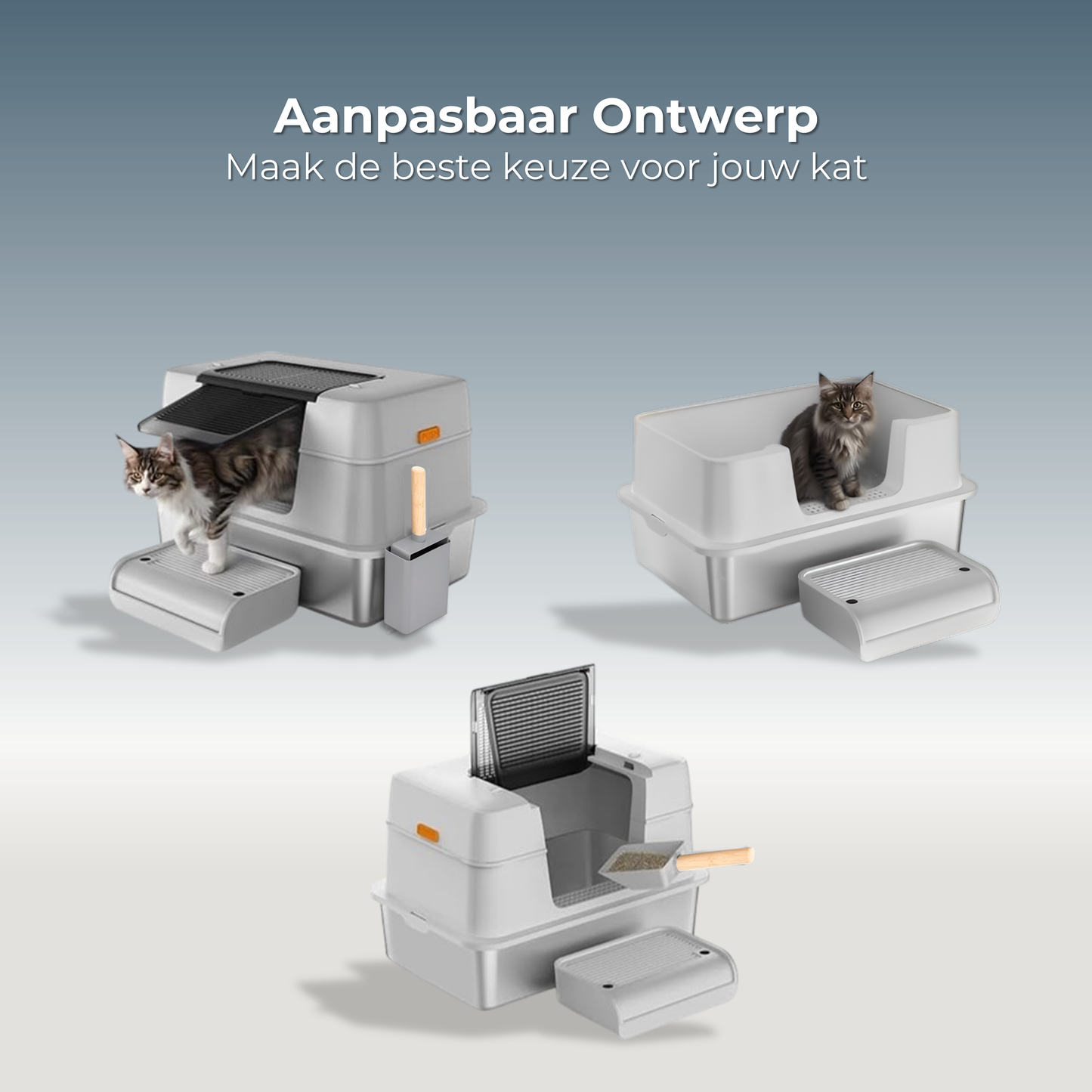 RVS Kattenbak - Zij-ingang