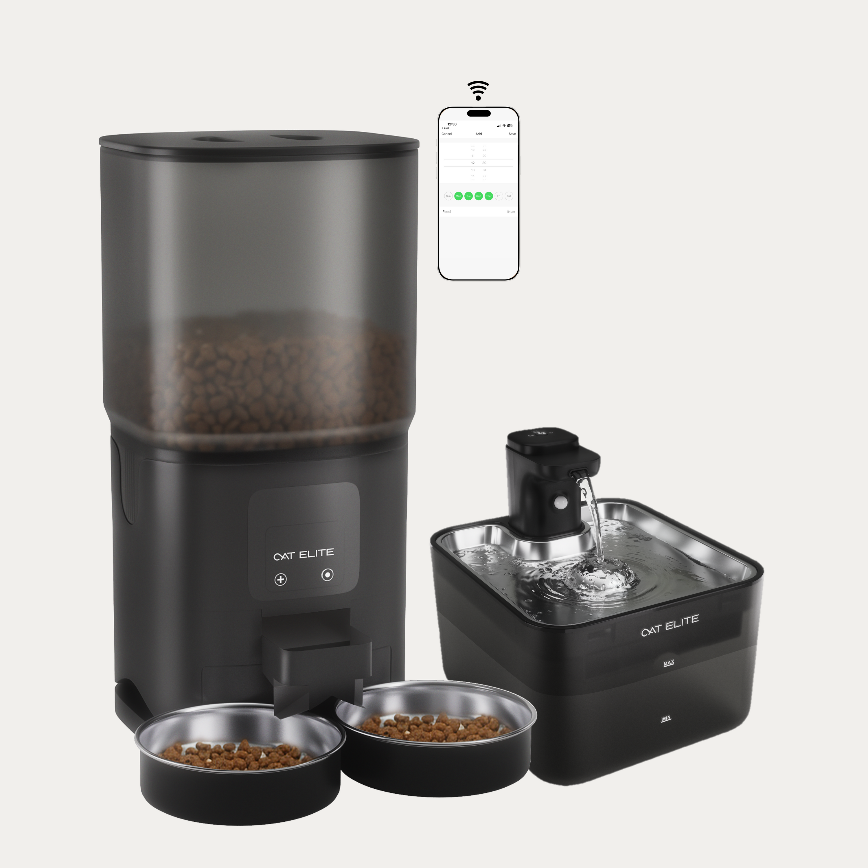 Bundel | Core Dubbele Voerautomaat & Wave Drinkfontein