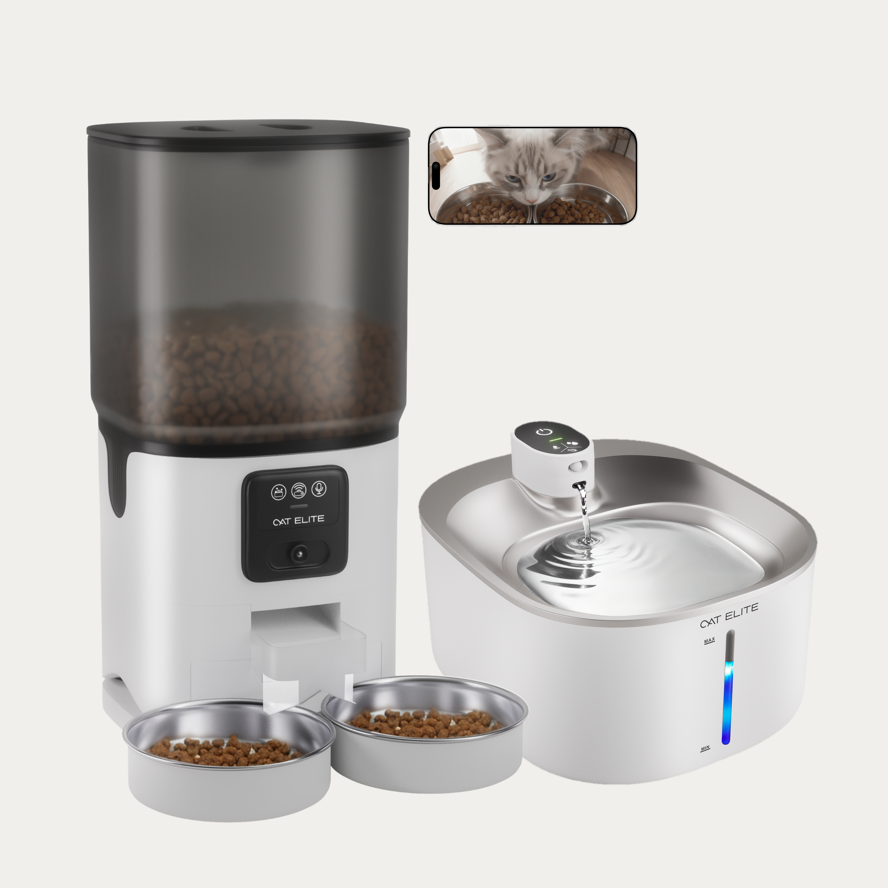 Bundel | Sync Dubbele Voerautomaat & Stream Drinkfontein RVS