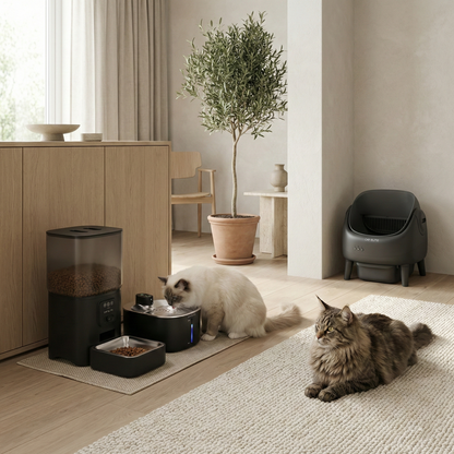 Bundel | Ease Automatische Kattenbak, Sync Enkele Voerautomaat &amp; Stream Drinkfontein