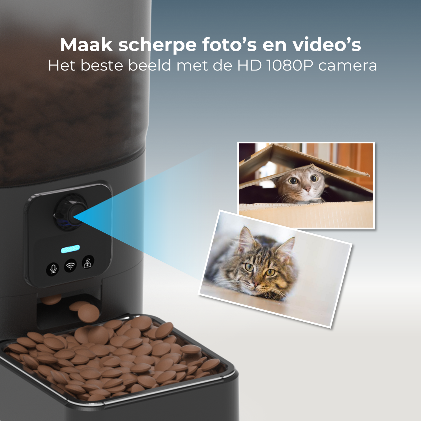 Voerdispenser met Camera Enkele Voerbak - Zwart
