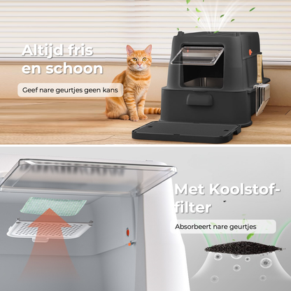 RVS Kattenbak met lade - Zwart