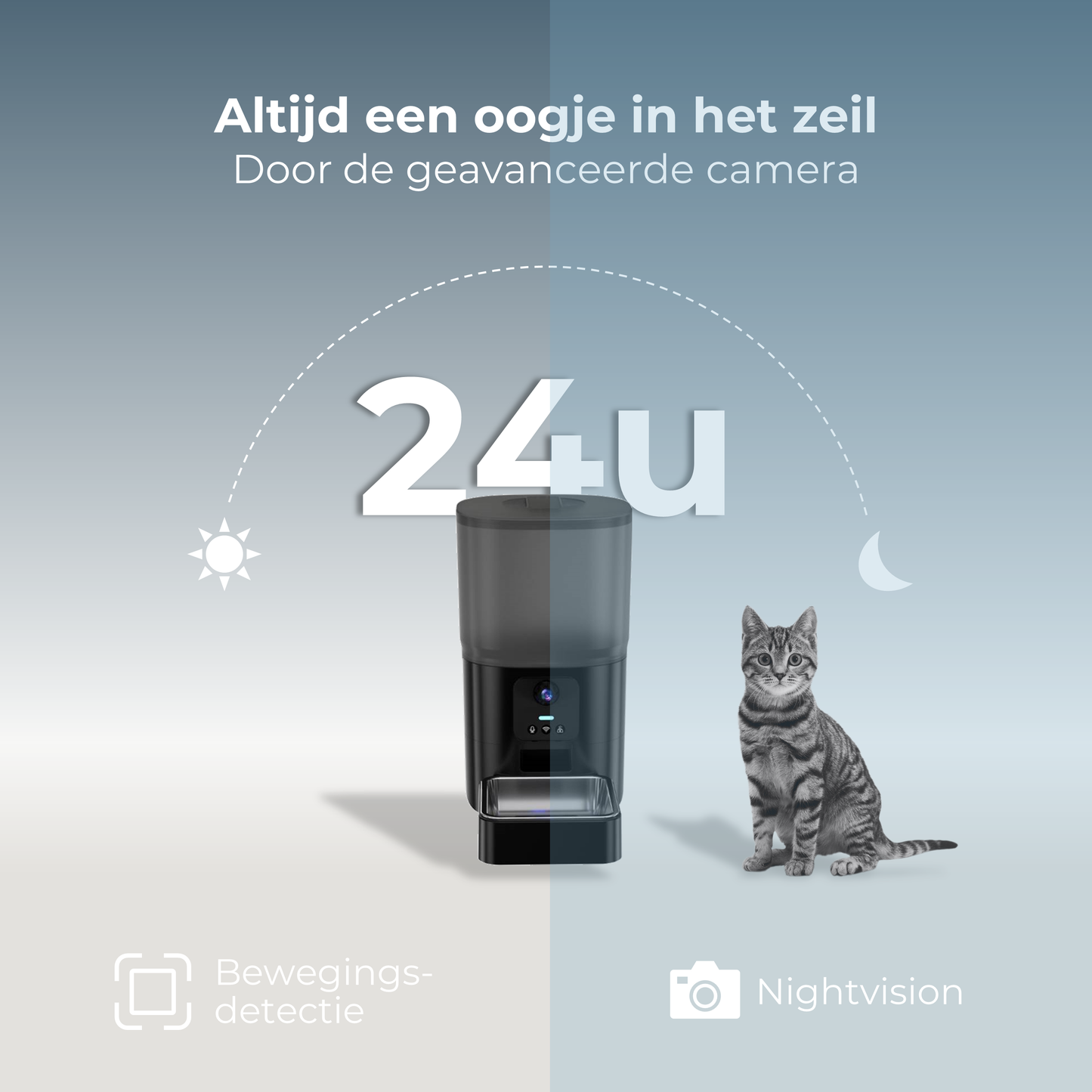 Voerdispenser met Camera Enkele Voerbak - Zwart