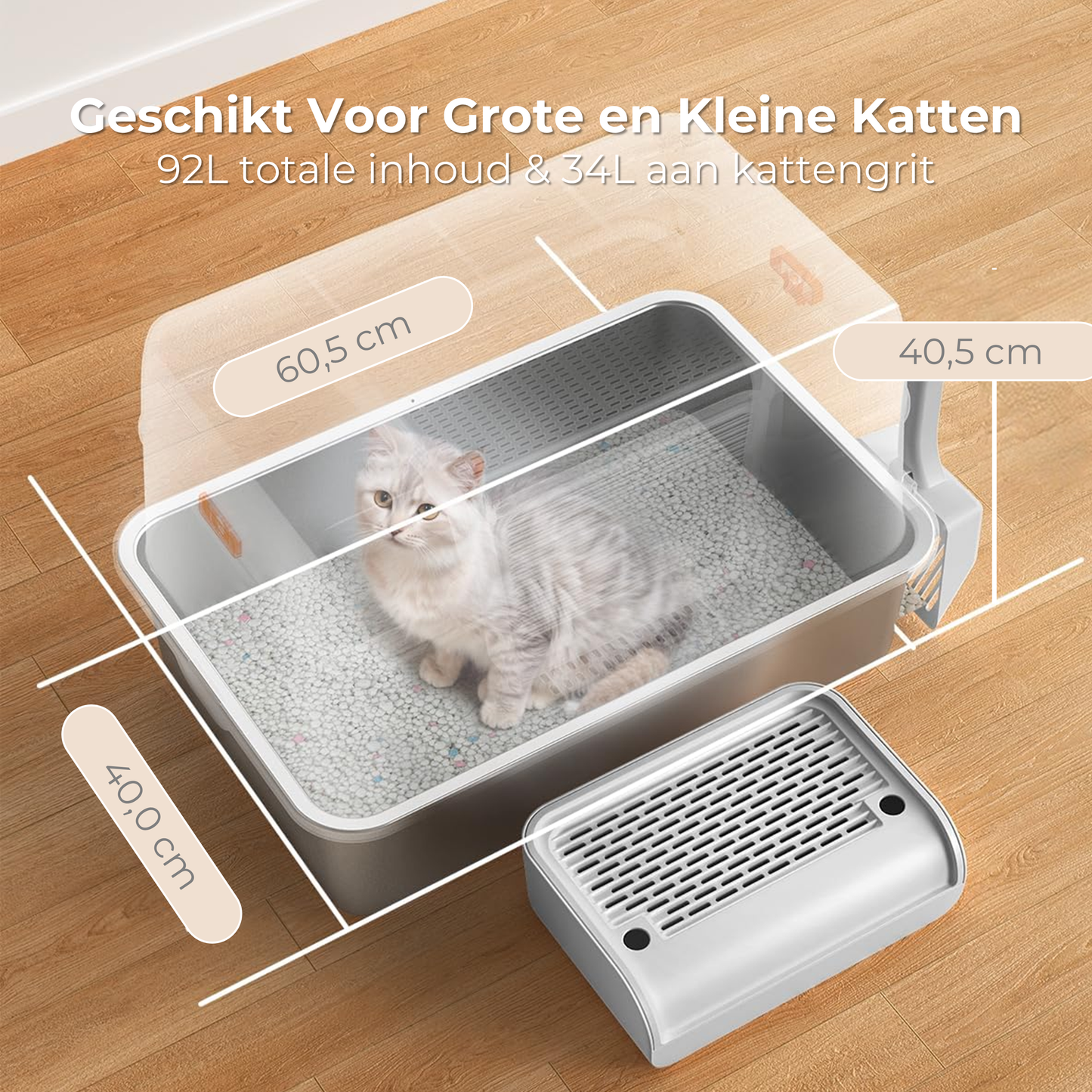 RVS Kattenbak - Zij-ingang