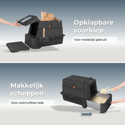 RVS Kattenbak met lade - Zwart