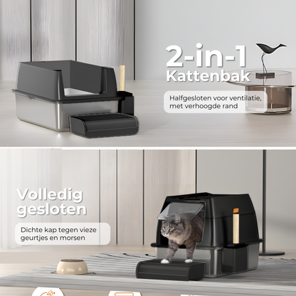 RVS Kattenbak - Zwart