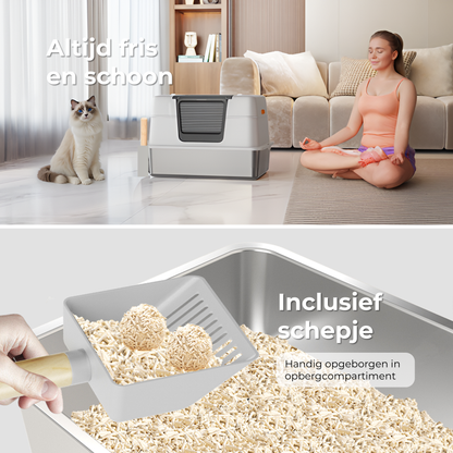 RVS Kattenbak - Zij-ingang