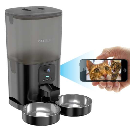 Voerdispenser met Camera Dubbele Voerbak - Zwart