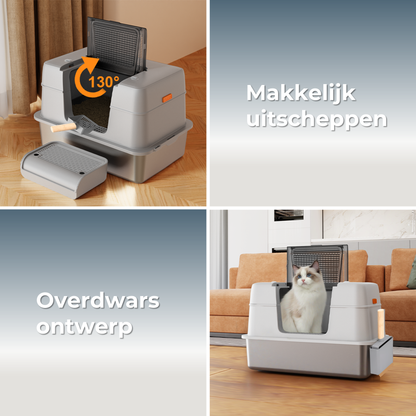 RVS Kattenbak - Zij-ingang