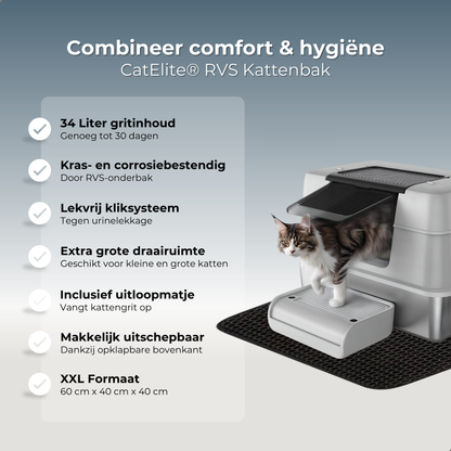 RVS Kattenbak - Zij-ingang