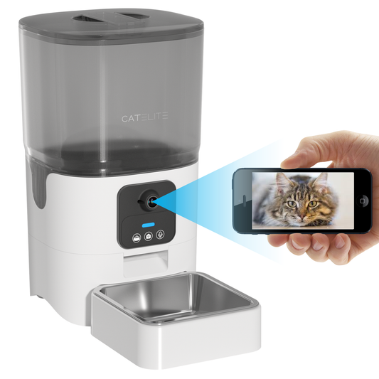 Voerdispenser met Camera Enkele Voerbak - Wit