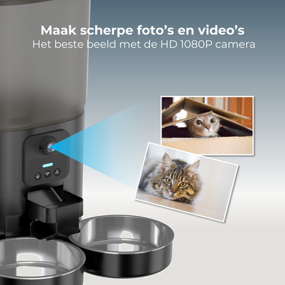 Voerdispenser met Camera Dubbele Voerbak - Zwart