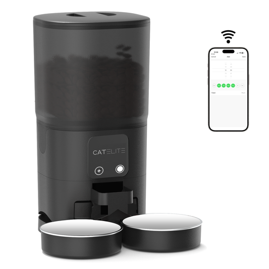 Voerdispenser met Wifi Dubbele Voerbak - Zwart