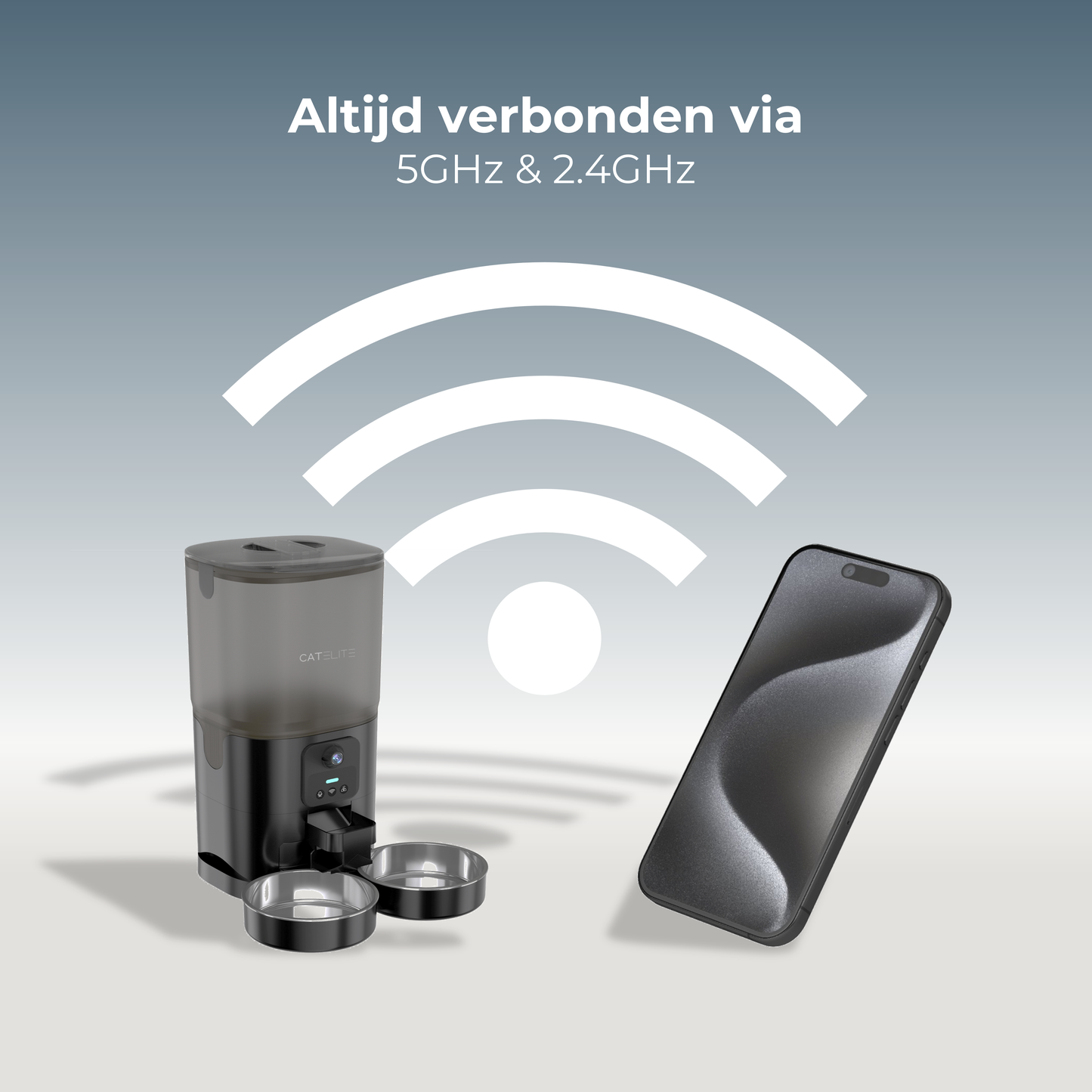 Voerdispenser met Camera Dubbele Voerbak - Zwart