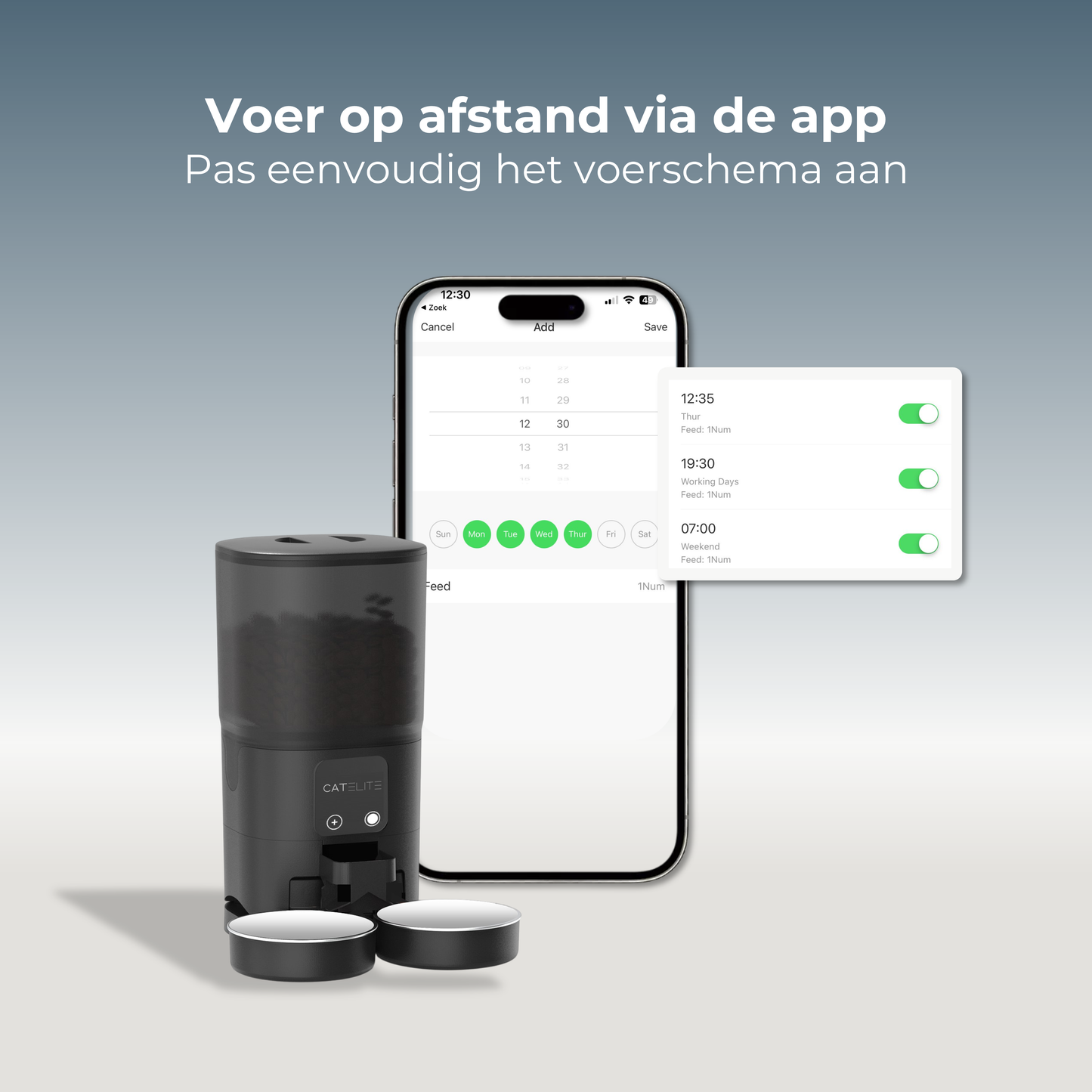 Voerdispenser met Wifi Dubbele Voerbak - Zwart