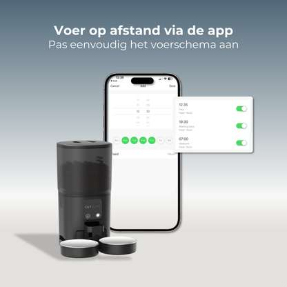 Voerdispenser met Wifi Dubbele Voerbak - Zwart
