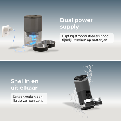 Voerdispenser met Wifi Dubbele Voerbak - Zwart