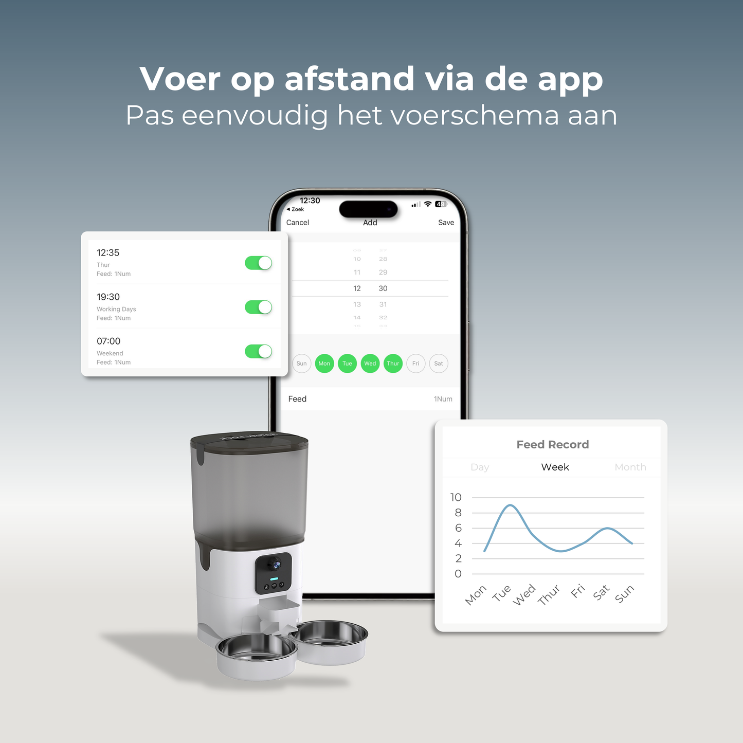 Voerdispenser met Camera Dubbele Voerbak - Wit