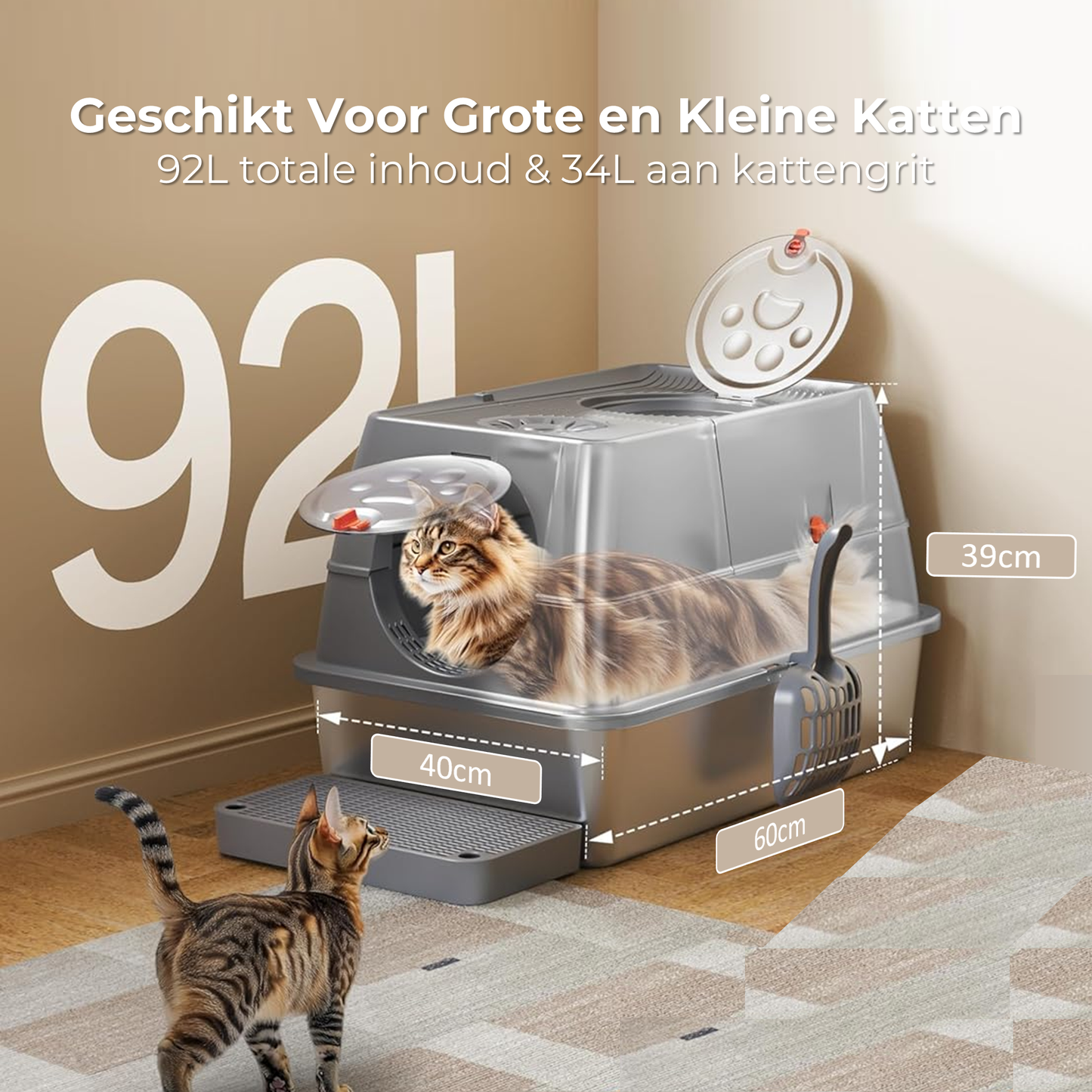 RVS Kattenbak - Met Klep