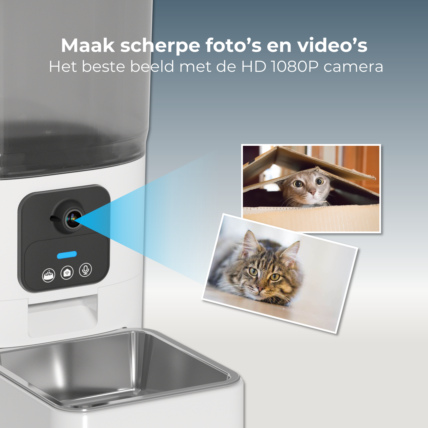 Voerdispenser met Camera Enkele Voerbak - Wit