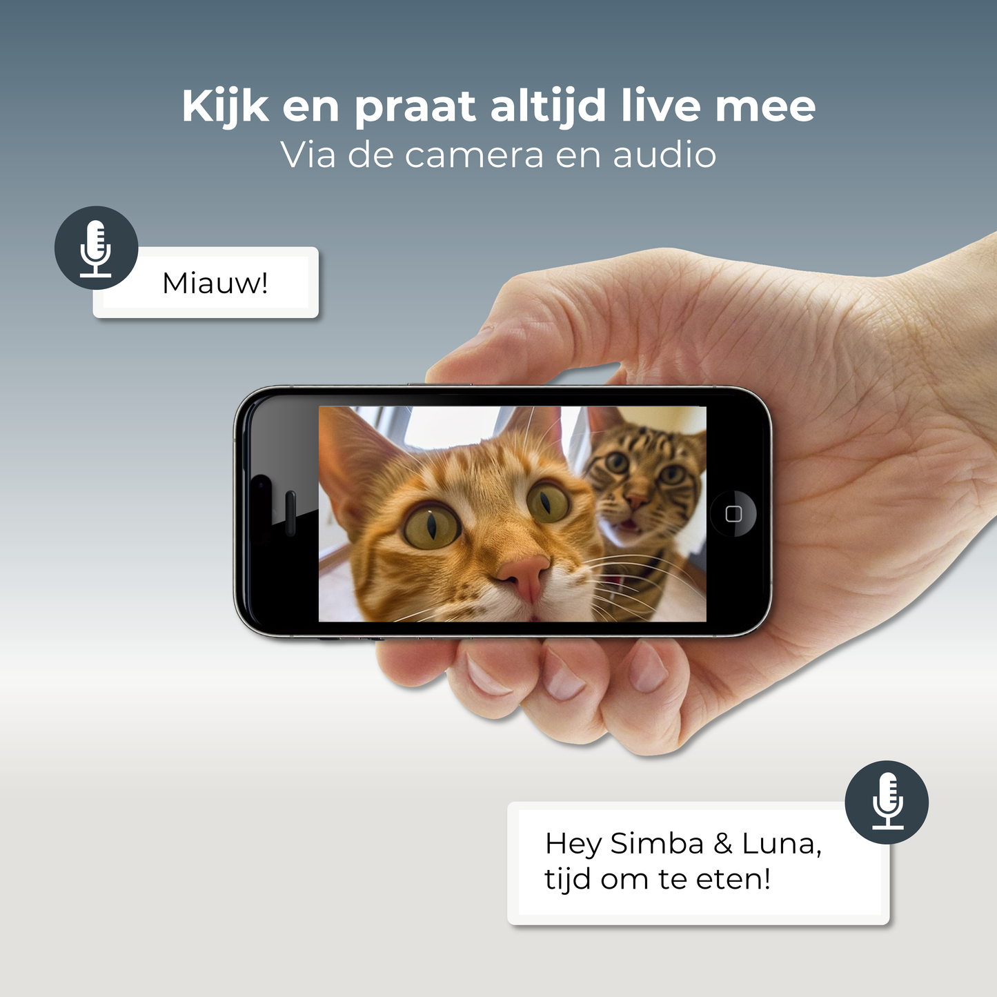 Voerdispenser met Camera Dubbele Voerbak - Wit