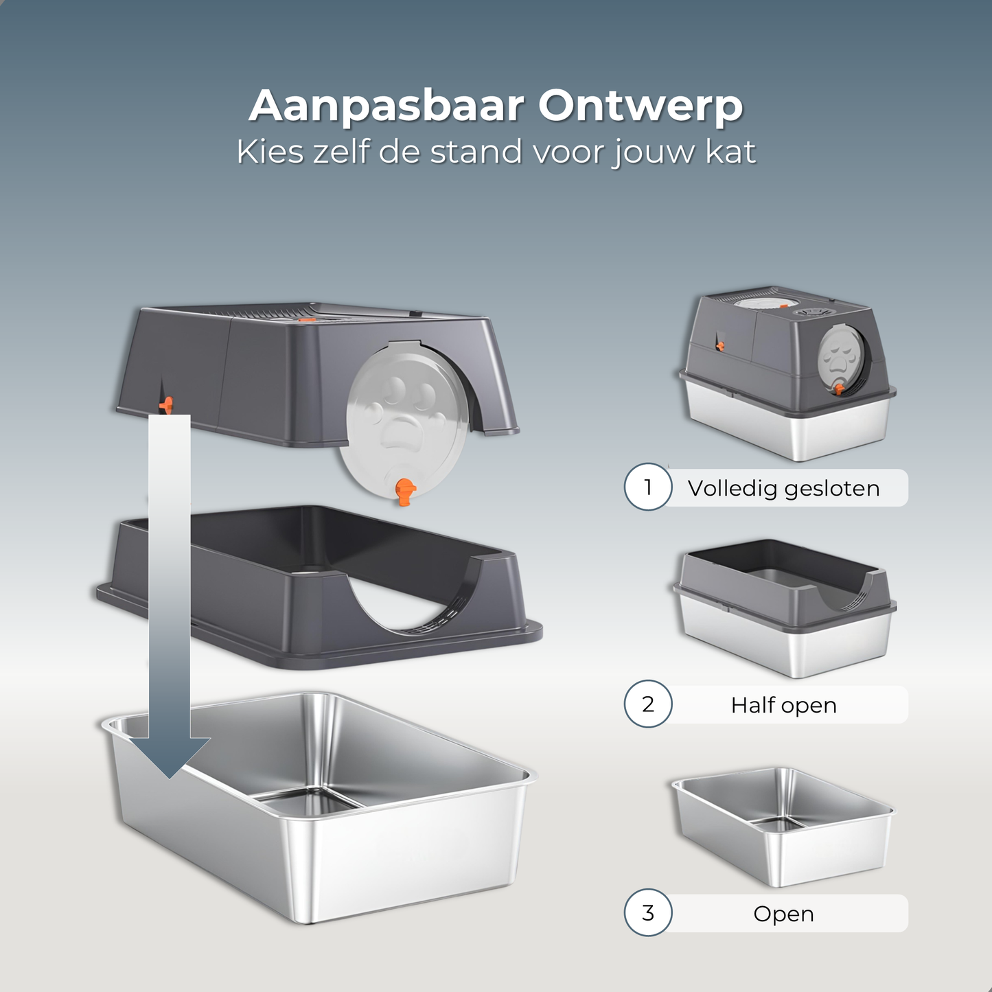 RVS Kattenbak - Met Klep