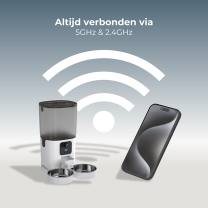 Voerdispenser met Camera Dubbele Voerbak - Wit