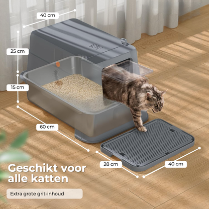 RVS Kattenbak met lade - Grijs
