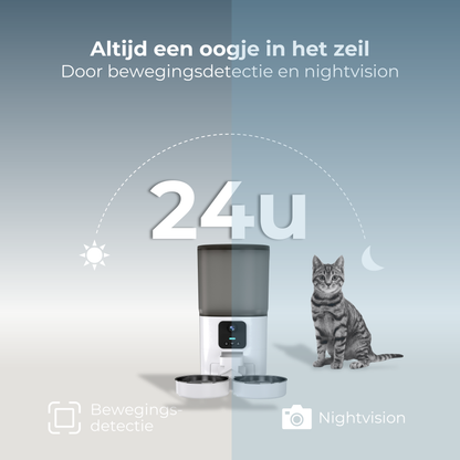 Voerdispenser met Camera Dubbele Voerbak - Wit