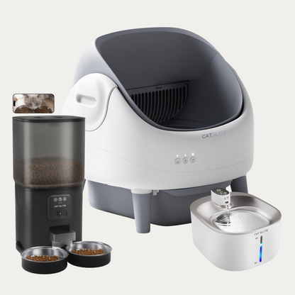 Bundel | Ease Automatische Kattenbak, Sync Dubbele Voerautomaat &amp; Stream Drinkfontein