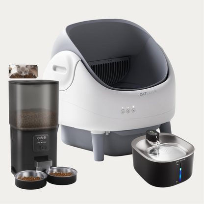 Bundel | Ease Automatische Kattenbak, Sync Dubbele Voerautomaat &amp; Stream Drinkfontein