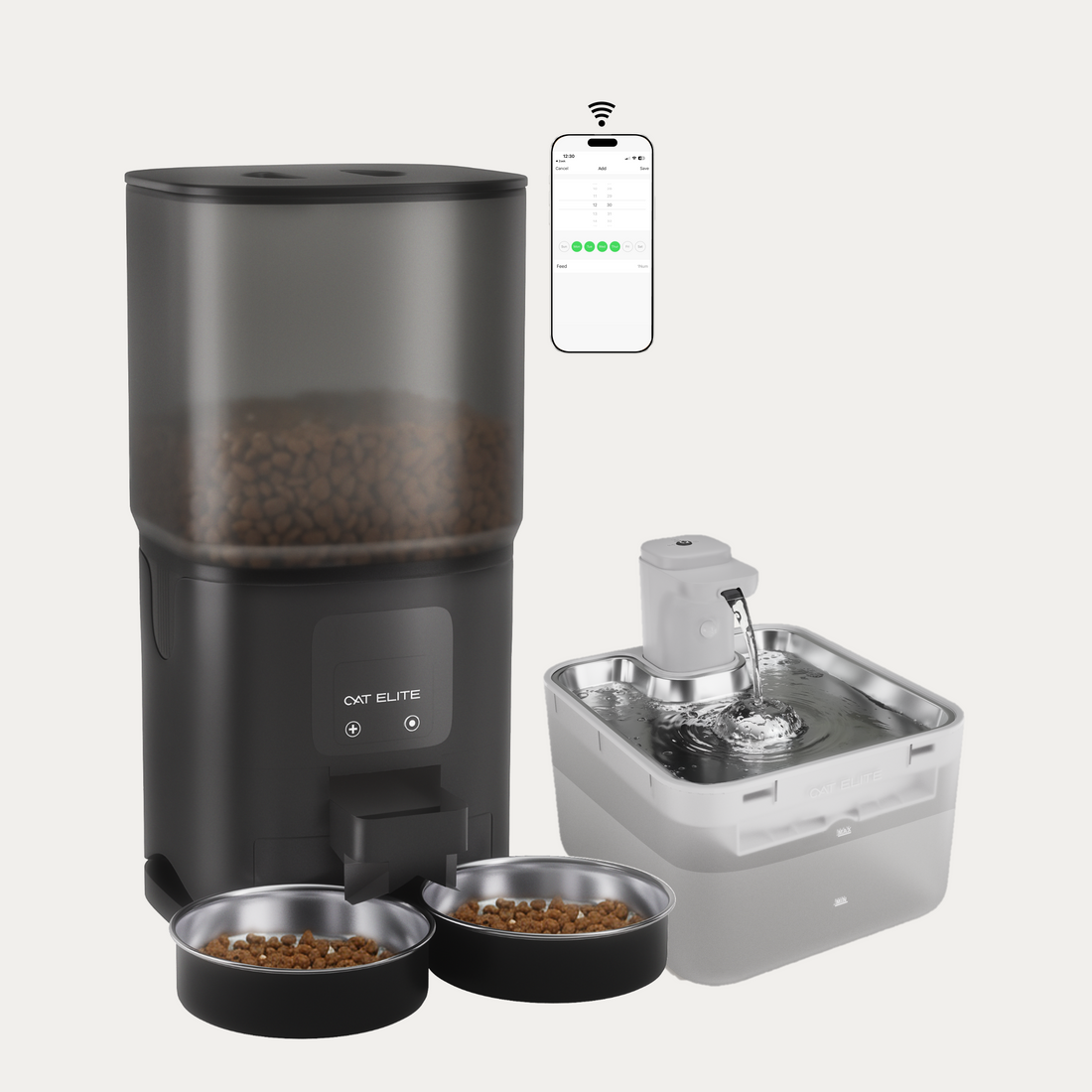 Core Dubbele Voerautomaat &amp; Wave Drinkfontein - Bundel