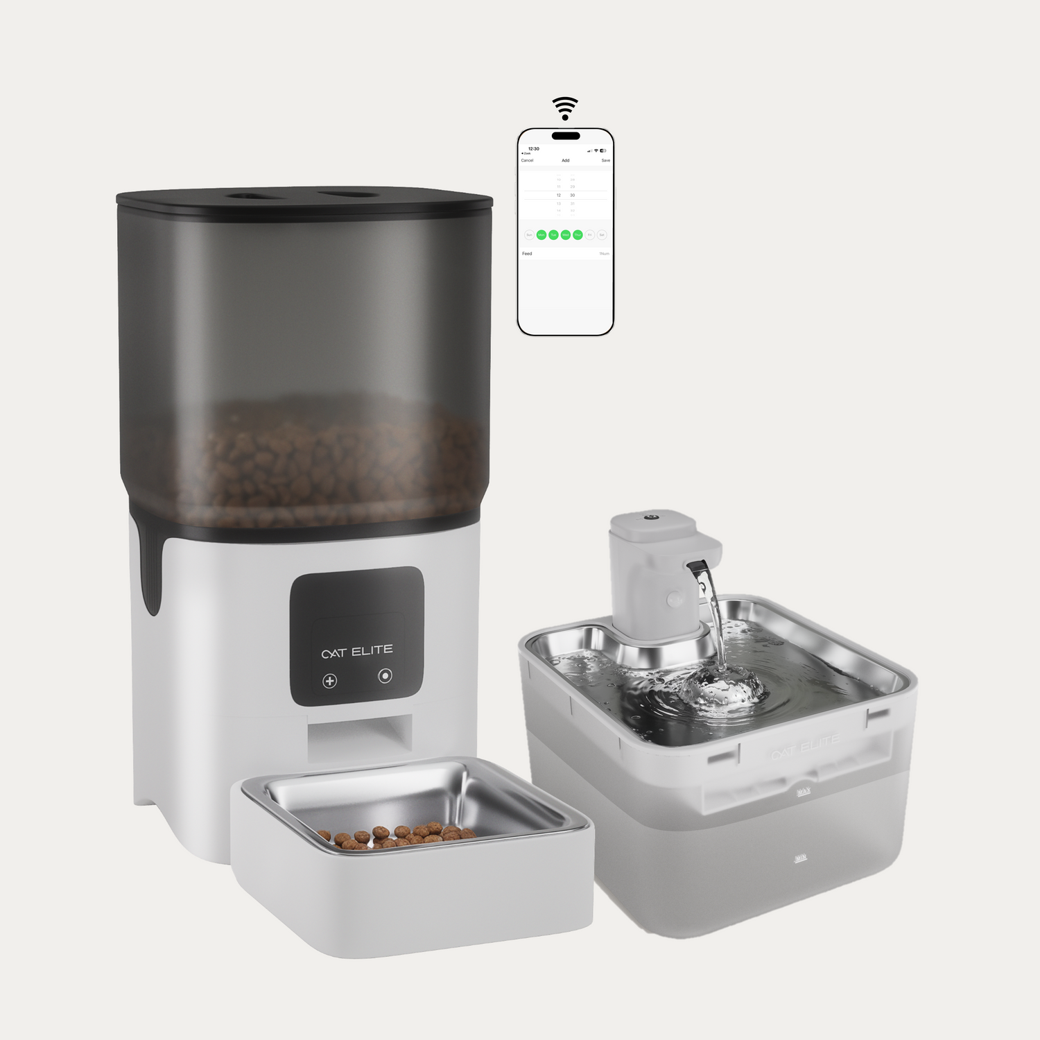 Core Enkele Voerautomaat &amp; Wave Drinkfontein - Bundel